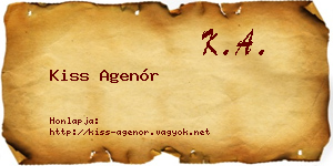 Kiss Agenór névjegykártya